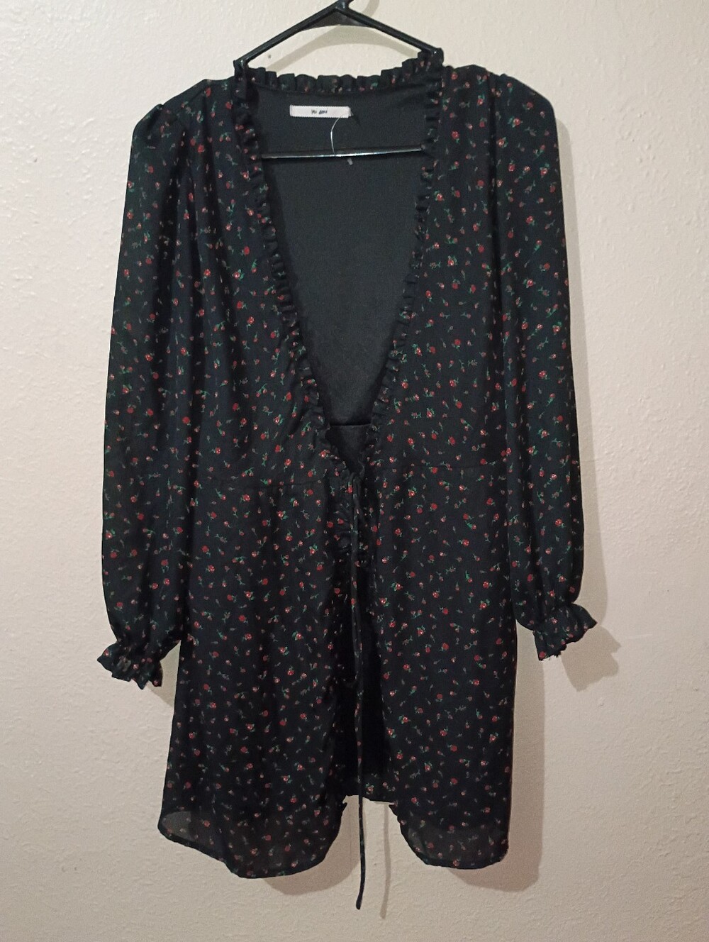miami Size XXS  Black Cardigan with Red Floral Accents